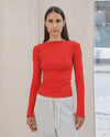 BASERANGE Long Sleeve T-Shirt TTML Collection Ribbed Cotton Portugal BAS-TTML-RB-SU25-MY RED (BROWN)
